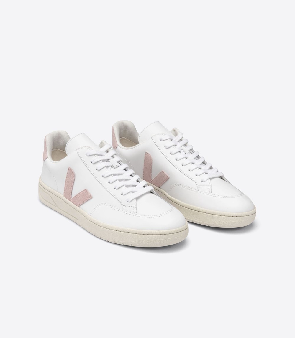 Veja Sneakers Dam - V-12 Läder - Vita/Rosa - 879503-CAL